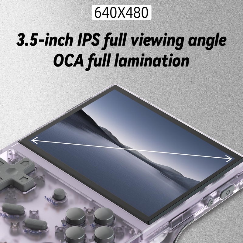 GiipGoop RG35XX 2024 Retro Gaming Consoles with 64GB Card rg35xx Handheld Game Console 3.5 inch IPS Screen Linux System Classic Emulator Hand Held Gaming Console Support HD TV Output Purple - Image 3